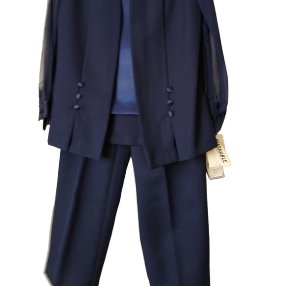 Helene Blake Evenings Women's Navy Formal Pantsuit - Picture 2 of 7